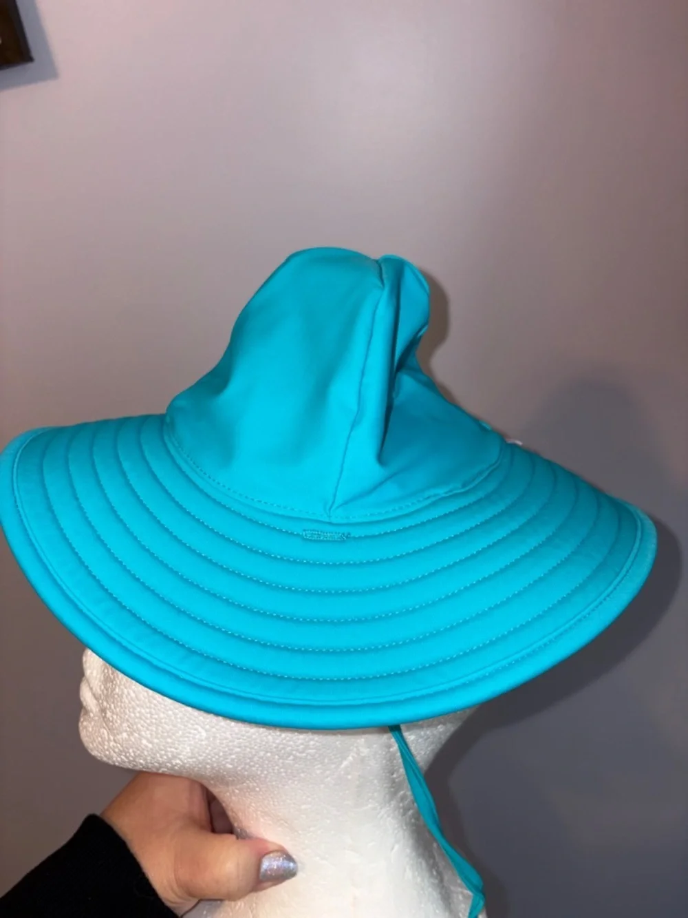 Ruffle Butts Swim Hat in Teal Ribbed Wide Brim size 0-12 Months